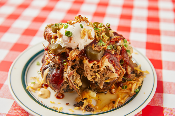 Smoked Baked Potatoes with Pulled Pork 